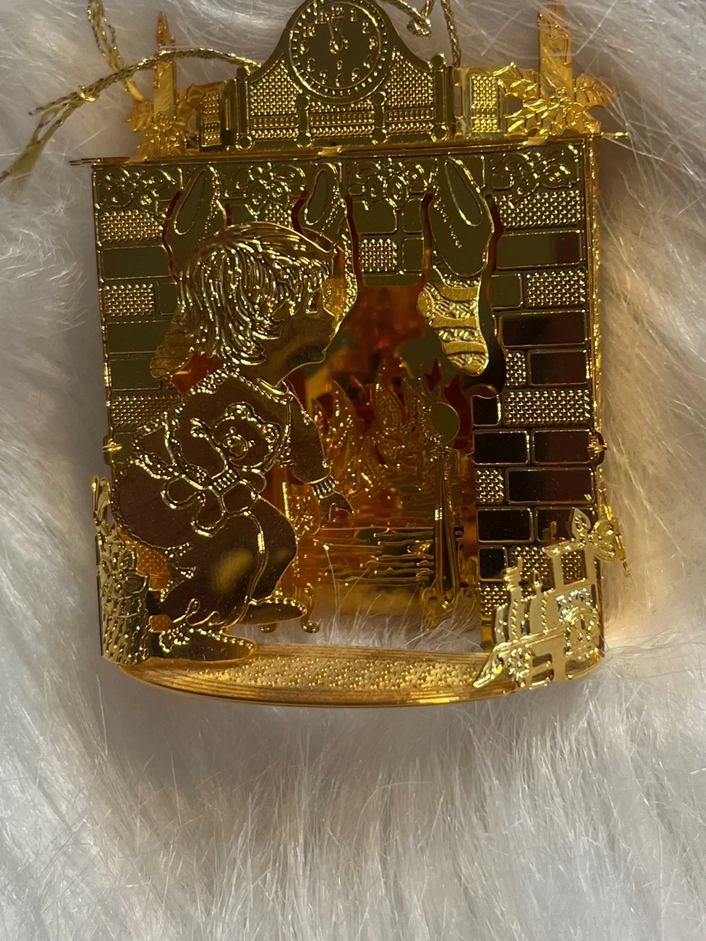 Danbury Mint 2001 23KT Gold Plated Ornament “Waiting For Santa”.